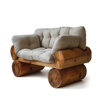Armchair with a log-wood base