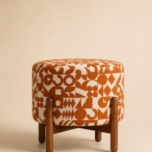 Ottoman in burnt-clay tones