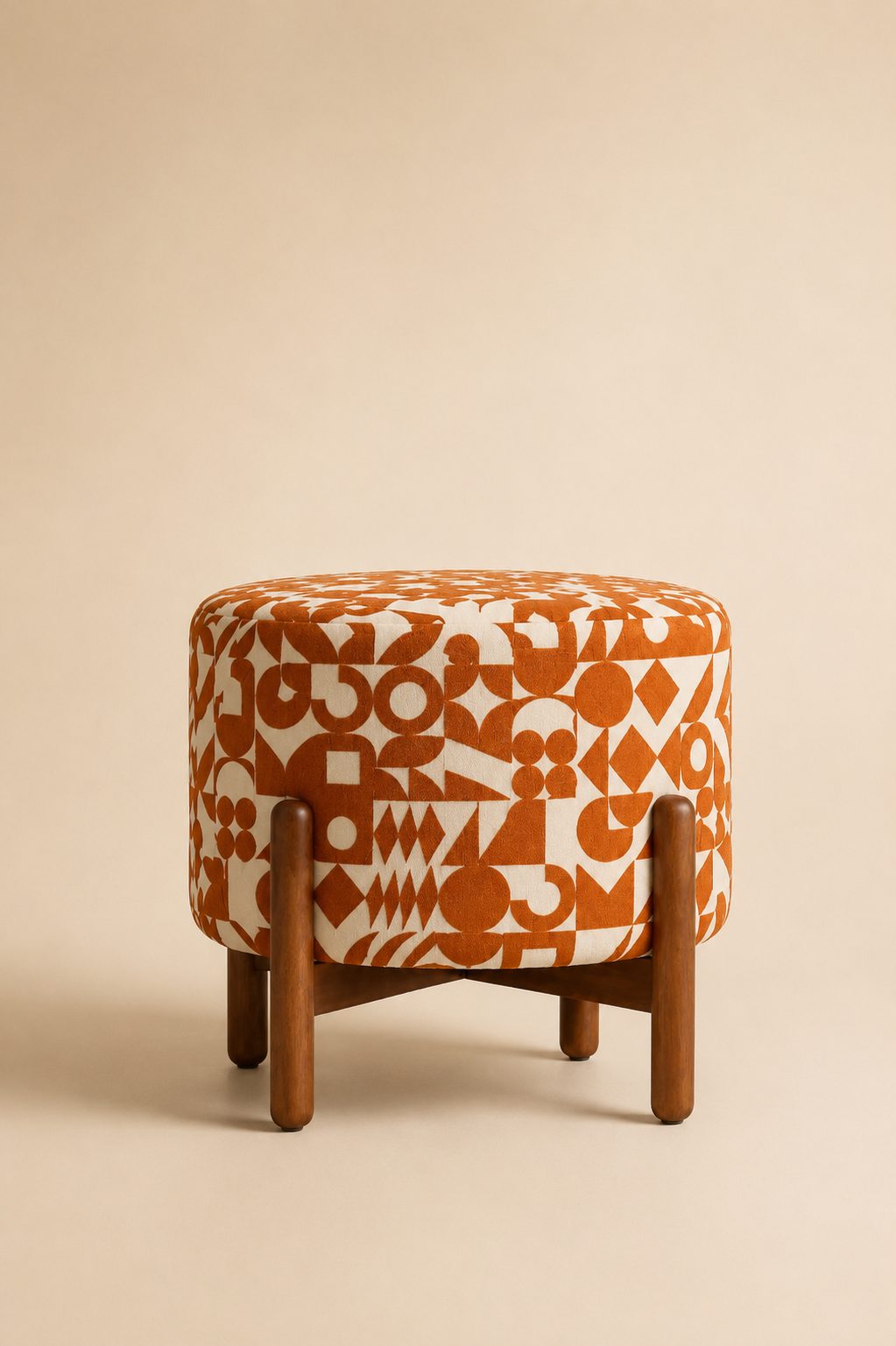 Ottoman in burnt-clay tones